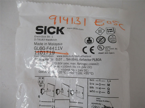 SICK GL6G-F4411V; Photoelectric Sensor 6m 10 to 30VDC 4 Pin