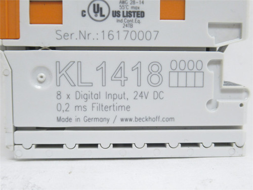 Beckhoff KL1418; Digital Input Bus Terminal; 24VDC; 8-Channel