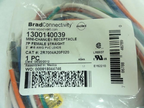 Molex Woodhead 1300140039; Cable Asembly; 7P; Female Straight