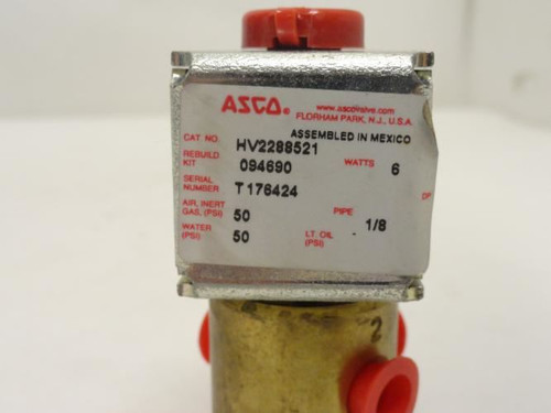 Asco HV2288521; Solenoid Valve; 6W; 50PSI; 1/8 NPT; 110/120V