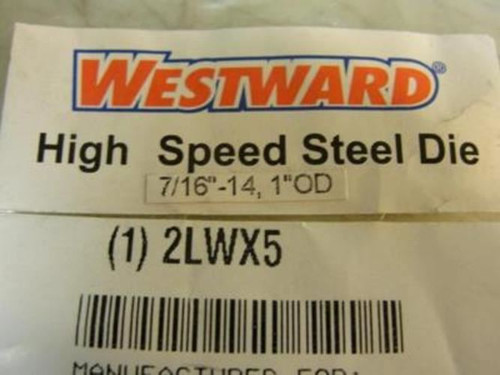 Westward 2LWX5; Round Solid Die; 7/16"-14; Right Hand