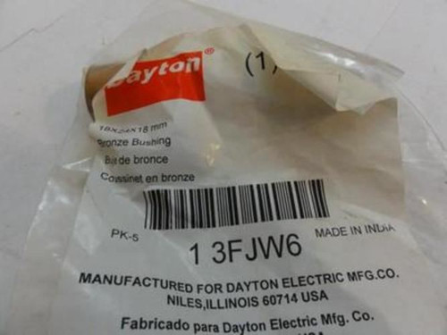 Dayton 3FJW6; Bag-5 Bronze Sleeve Bearing; 18mm ID; 24mm OD