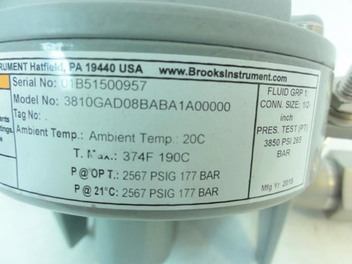 Brook Instrument 3810GAD08BABA1A00000; Flow Meter; 1/2" NPT