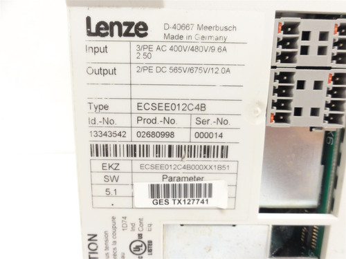 Lenze ECSEE012C4B; Servo-Drive Controller; 400/480VAC; 9.6A In
