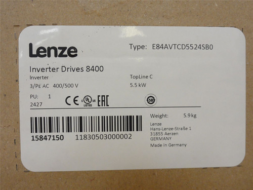 Lenze E84AVTCD5524SB0; Freq-Convertor; 5.5kW; 400-500VBAC In