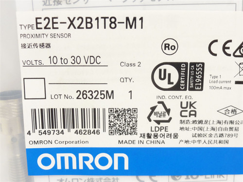 Omron E2E-X2B1T8-M1; Inductive Proximity Sensor 10-30VDC; PNP
