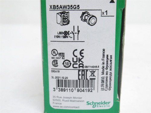 Schneider XB5AW35G5; Orange Illuminated Push Button; 3A; 240V