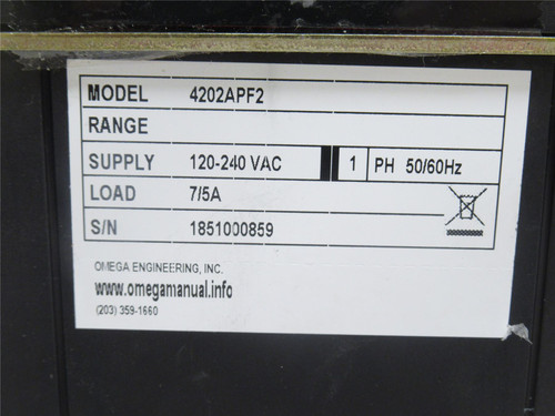 Omega 4202APF2; Digital Controller 120-240VAC; 1PH; 1/4 DIN