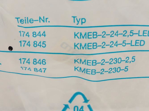 Festo KMEB-2-24-5-LED; Plug Socket W/Cable 24Vdc; 5m Long