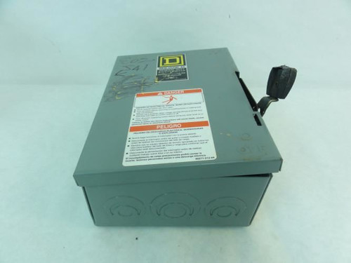 Square D D221N; Fusible Switch; 30A; 240VAC; 2P; NEMA1