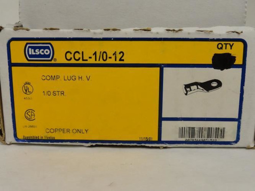 Ilsco CCL-1/0-12; Lot-5 Copper Compression Lug 1/0AWG