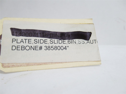 Marel 3858004; Side Slide Plate; SS; 6"; Auto Deboner