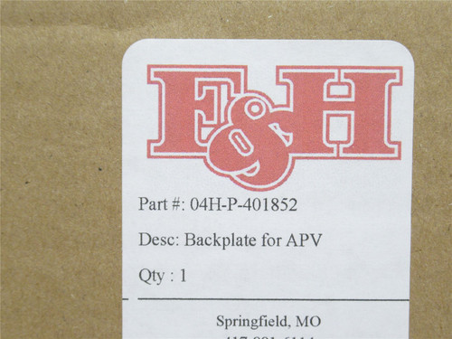F&H 04H-P-401852; Backplate For APV