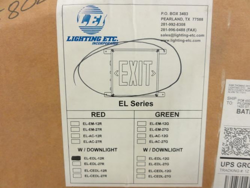 Lighting ETC EL-EDL-12R; Exit Sign 120 Volts