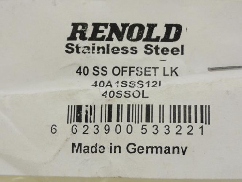 Renold 40A1SSS12I; Cottered Offset Link # 40; SS; 1-Strand