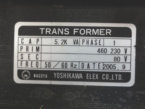 Yoshikawa FUR41194; Cryovac Transformer; 5.2KVA