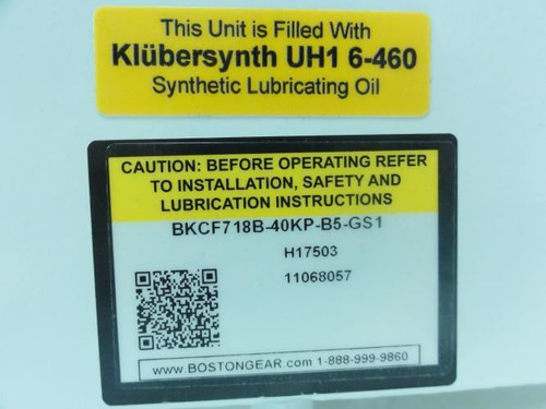 Boston Gear BKCF718B-40KP-B5-GS1; Gearbox; 0.57HP; Ratio: 40