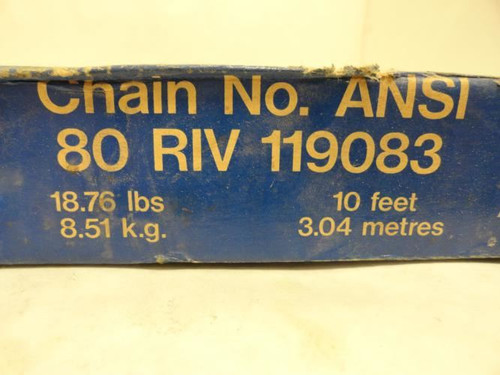 Renold 119083; Riveted Chain # 80; 10' Long; 1" Pitch