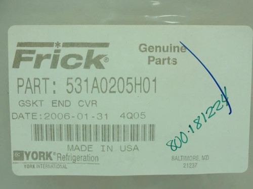 Frick 531A0205H01; Gasket End Cover 7-1/4"ID x 8" OD