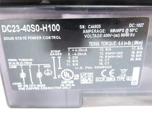 Watlow DC20-40S0-H100; SCR Power Switching Device 40A; 400VAC