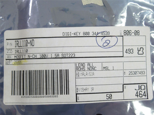 Vishay IRLL110 ; Lot-11 MOSFET N-Chan; 100V; 1.5A