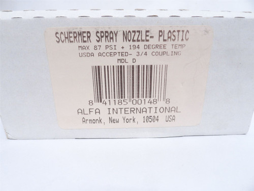 Schermer MDL D; Plastic Spray Nozzle; 6 Bar; 3/4" Barb