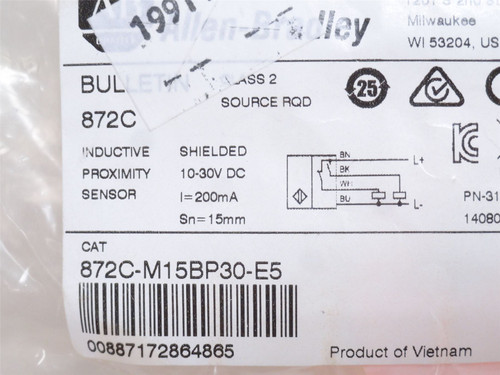 Allen-Bradley 872C-M15BP30-E5; Prox Sensor; 200mA; 10-30VDC