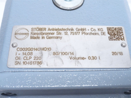 Stober C002G0140MQ10; Inline Gearbox; 14.08:1 Ratio