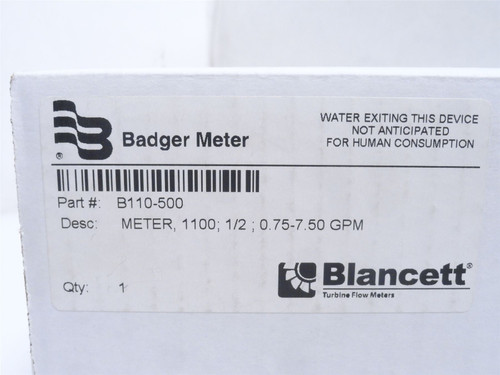 Badger-Meter B110-500-1/2; Flow Meter 1100; 1/2; .75-7.5GPM