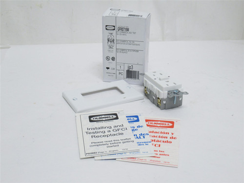 Hubbell GFRST15W; GFCI Duplex Receptacle; 125VAC; 15A