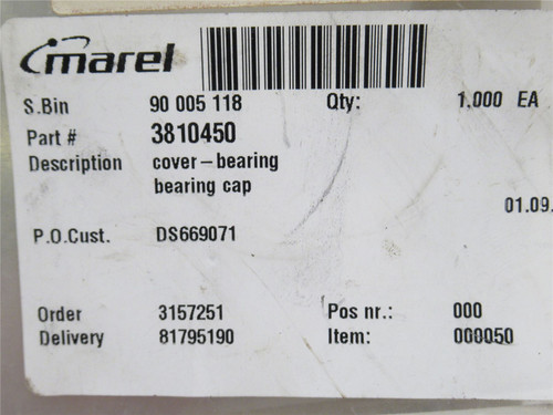 Marel 3810450; Bearing Cover Cap; SS