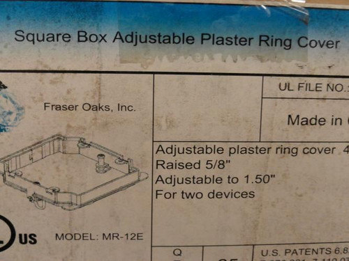 Fraser Oaks MR-12E; Adjustable Plaster Ring Cover; Square Box