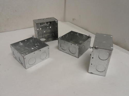 Steel City 521711; Lot-4 Conduit Boxes; 4" Square; 2-1/8" Deep