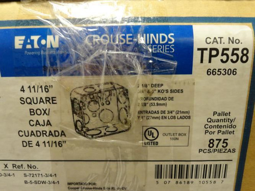 Eaton TP558; Lot-2 Outlet Boxes 4-11/16" Sq; 2-1/8" Deep