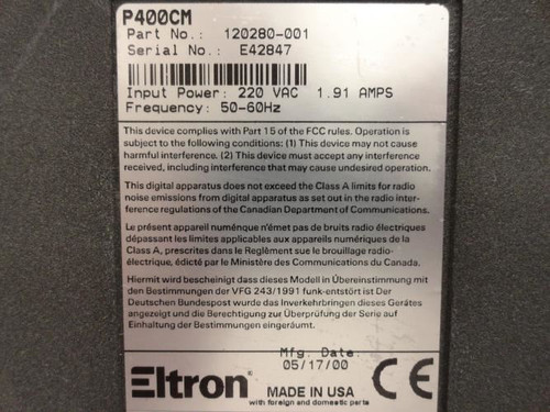 Zebra Eltron 120280-001; Thermal Plastic ID Card Printer; P400CM