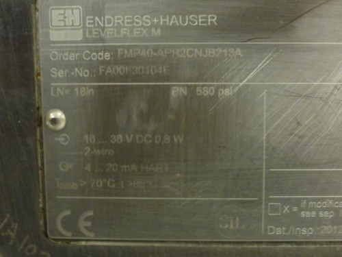 Endress+Hauser FMP40-APR2CNJB213A; Level Sensor; 16-36VDC; 0.8W