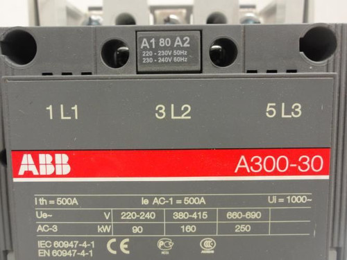 ABB 1SFL551001R8011; Contactor 280A; 440VAC 3P Coil: 220/240VAC