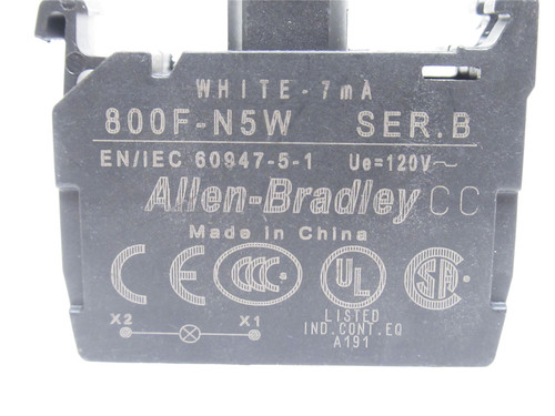 Allen-Bradley 800F-N5W; Integrated LED Module; 22mm; 120VAC