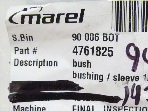 Marel 4761825; Stainless Bushing 1/2"ID x 1"OD x 2" Long