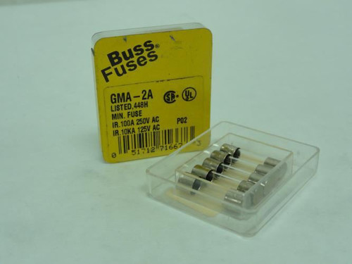Bussmann GMA-2A; Box-5 Fast Acting Glass Fuse 2A; 250VAC