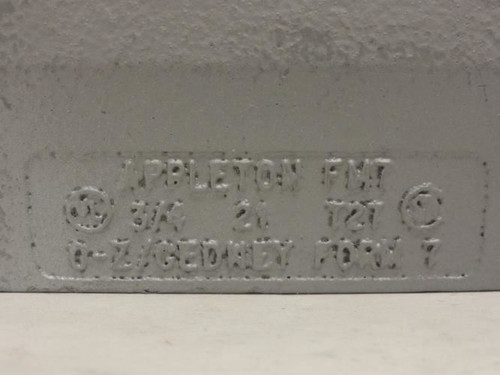 Appleton T27 FM7; Conduit Body; Type: T; 3/4 Fnpt; Grayloy-Iron