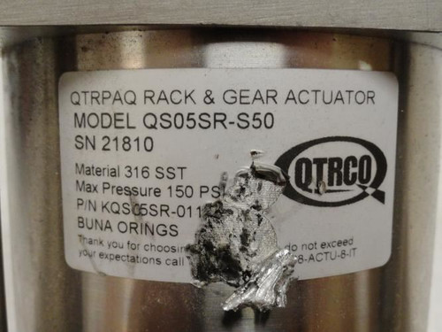 Qtrco QS05SR-S50; Linear Rack & Gear Actuator; SS-316; 150Psi