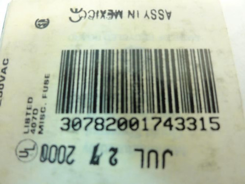 Shawmut TRM2-1/4; Lot-9 Fuse; 2-1/4A; 250VAC