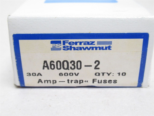 Ferraz A60Q30-2; Box-10 Fuse; 30A; 600V 13/32"OD x 1-1/2"L