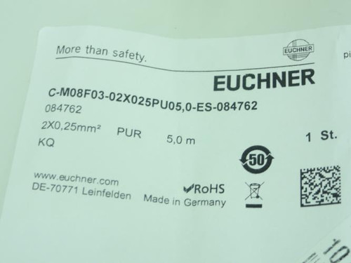 Euchner C-M08F03-02X025PU05;0-ES-084762; M8 Connector Cable