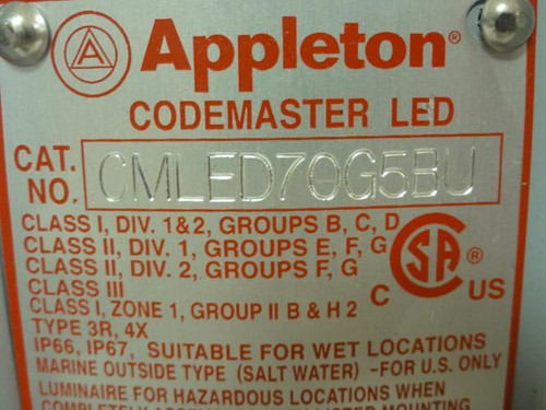 Appleton CMLED70G5BU; CodeMaster LED Fixture; 120-277V; 37/47W