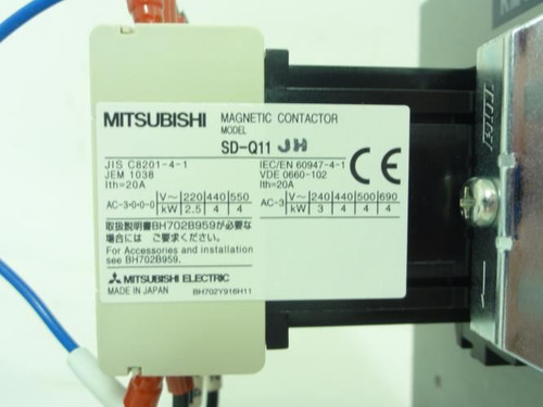 Mitsubishi SD-Q11JH; Magnetic Contactor; 20A; 3P; Coil: 24VDC