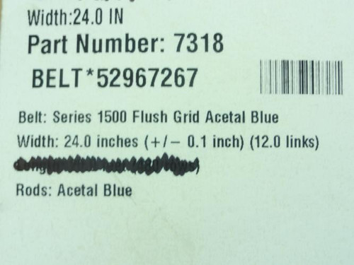 Intralox  7318-10ft; Conveyor Belt; Flush Grid; 24"W; 10ft L