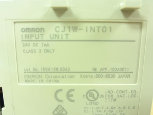 Omron CJ1W-INT01; Input Unit; 16-Point; 24VDC; NPN/PNP