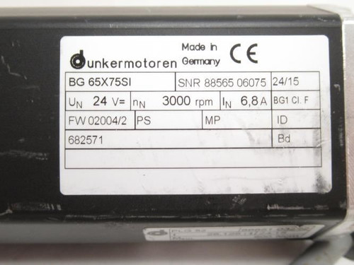 Dunkermoton BG65X75SI; Gear Motor; 24V; 3000RPM; 6.8A